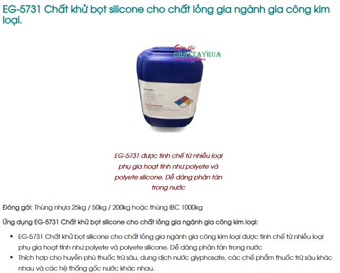 EG-5731 Chất khử bọt silicone cho chất lỏng ngành gia công kim loại.